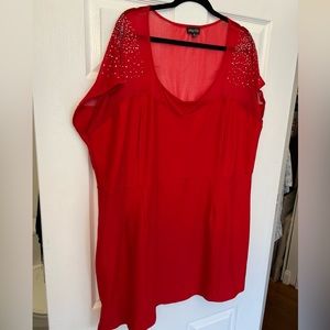 Red minidress with mesh and rinestones from City Chic